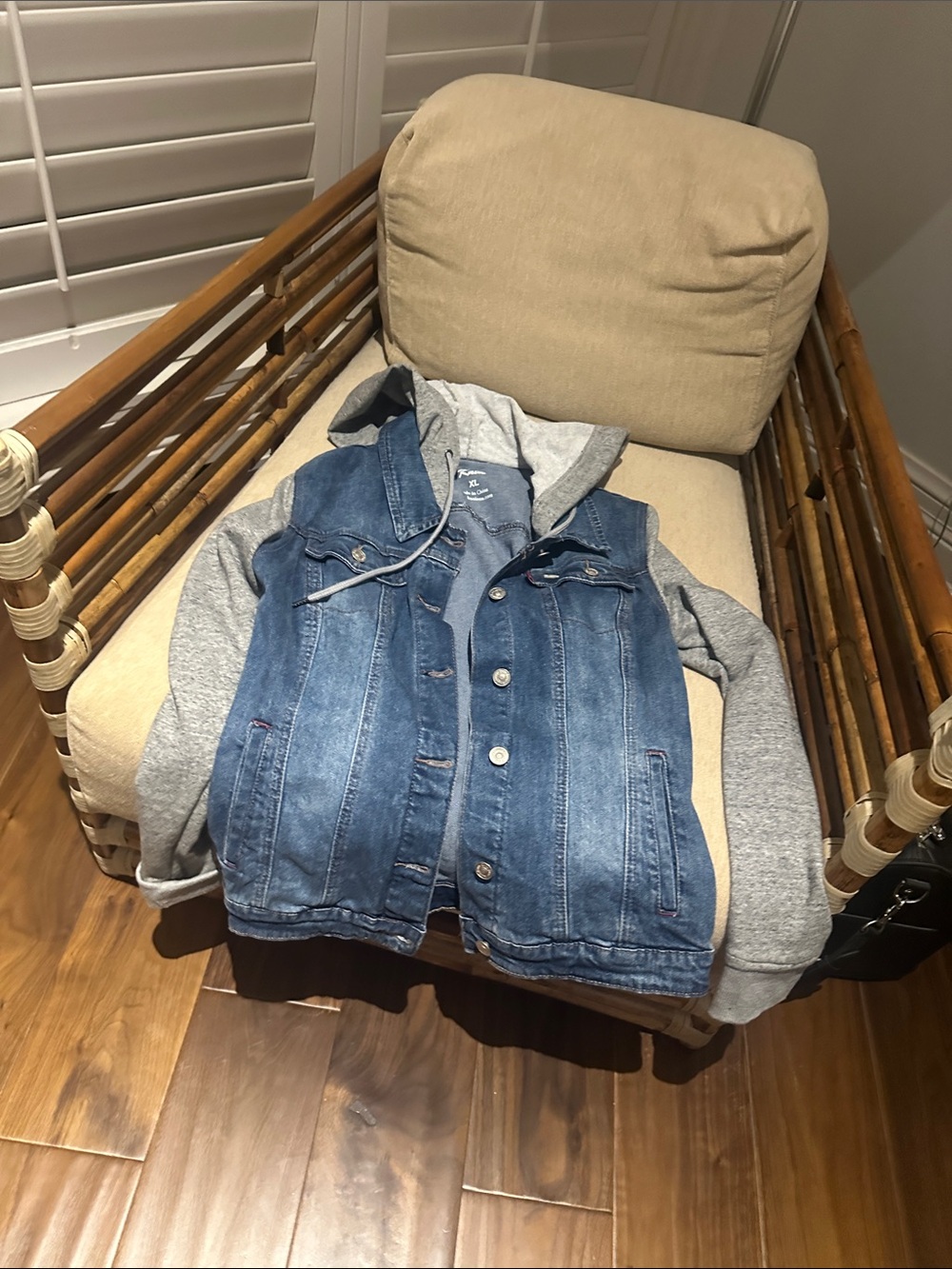 Katie Blue Denim Jacket with Gray Hoodie